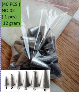 Timah Pancing Keras Kerucut Model Lengkap Warna Hitam No 0-7