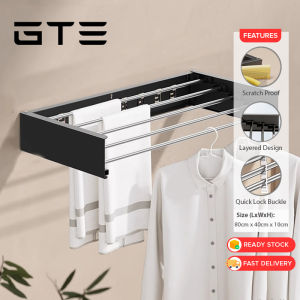 GTE Invisible Foldable Wall Mount Multifunctional Clothes Hanger Drying Rack Wall Space Saving Baju Rak Pakaian Dilipat Pengeringan - Fulfilled by GTE SHOP