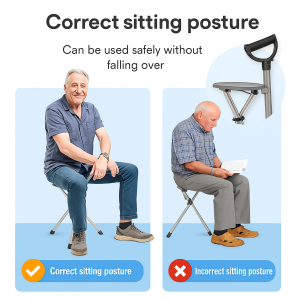 Walking Stick Adjustable Foldable Thickened Fabric Stainless Steel Waterproof and Sunscreen