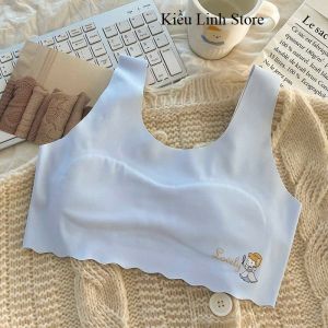 Áo Lót Trẻ Em Chất Lụa Lạnh Không Viền Thoáng Khí Co Giãn Tốt Cho Bé Gái Tuổi Dậy Thì Kiểu Dáng Dễ Thương