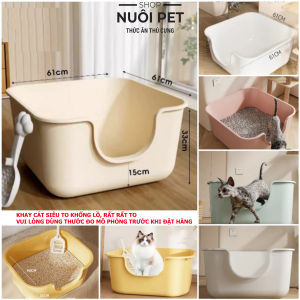 [Q12 - HỎA TỐC] Khay Cát Mèo Mẫu Mới Thùng Cát Mèo Size Siêu To Khổng Lồ Tặng Kèm Xẻng Xúc - Nuôi Pet Shop