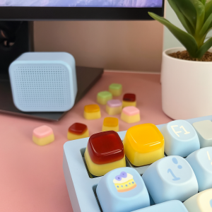 FHWEDL Cross Shaft Jelly Pudding Keycap Personalized Original Dripping Mechanical Keyboard Key Caps Creative Design Transparent Design DIY Keycap Mechanical Keyboard