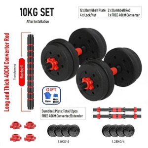Dumbbells Pair Detachable 10KG 15KG 20KG 2 In 1 Barbell Set Gym Fitness Workout Equipment
