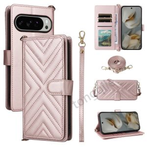 Flip Case For Google Pixel 10 Pro XL Pixel10 10Pro 5G 2025 Leather Phone Cover Casing Card Slot Wallet Stand Holder Soft TPU Edge Shockproof Bumper Lanyard Cross Rope