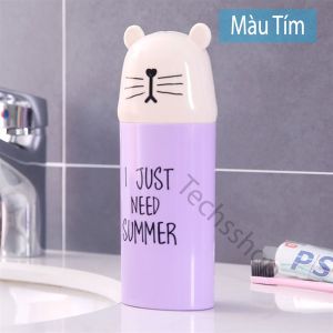 Cốc đựng bàn chải kem đánh răng hình mèo dành cho đi công tác dã ngoại - Hộp đựng bàn chải kem đánh răng du lịch - Hộp đựng dụng cụ vệ sinh cá nhân