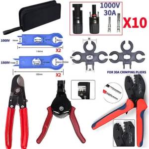 Solar PV Cable Crimping Tool Kit A B C D E with Ratchet Crimper Wire Stripper Wrench Connector Assembly Tools for 2.5 4 6mm2 Set