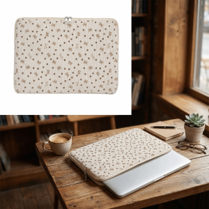 SPARAK Corduroy Laptop Case Flower Print Protective Laptop Sleeve Shockproof Tablet Protective Pouch School