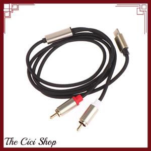 [The Cici Shop] Type C To RCA Audio Cable 2 RCA Aux Cord Converter USB C Audio Line For Laptop Mobile Phone Speaker Amplifier Audio Power Amplifier Braided Cable 1meter