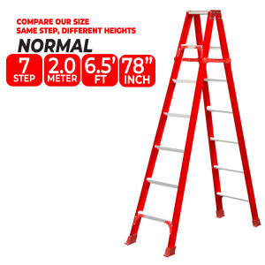 7 STEP Ladderman RED Reinforced Heavy Duty Aluminium Double Sided Ladder Multi Purpose Ladder Tangga Lipat Aluminium