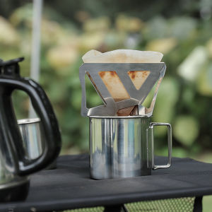 Stainless Steel Coffee Filter Holder Outdoor Camping Folding Portable Coffee Drip Rack Dripper
