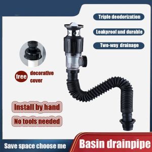 Kitchen downpipe bathroom downpipe kitchen sink downpipe set downpipe plumbing fittings anti-blocking anti-odor anti-leak household bathroom universal