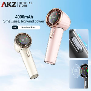 AKZ Mini Fan 4000 MAh Rechargeable Handheld Jet Fan Strong Wind 100 Gear Wind Speed Metal Body Digital Display Adjustable Turbo Fan