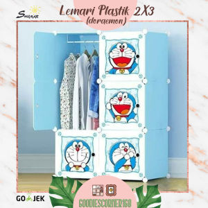 Lemari Pakaian 6 Susun Pintu/ Lemari pakaian anak/ Lemari Plastik/ Lemari Baju Multifungsi dengan Gantungan Baju dan Penutup Debu / Lemari pakaian plastik Portable/ Lemari 2x3 - Hello Kitty/ GOODIESCORNER168