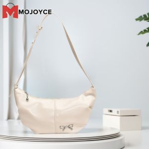 MOJOYCE Women Shoulder Bag Adjustable Strap PU Leather Crescent Bag Solid Color Dumpling Bag Hobo Bag for Vacation Travel Commuting