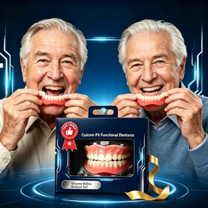 Complete Set of High-end Silicone Dentures with Perfect Fit and Adjustable Dentures Confident Smile and Oral Care Reusable Teeth