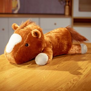 JOJO CASTLE 55/70cm Soft BIg Round Head Horse Plush Toy Stuffed Pure White Horse Throw Pillow Stuffed Likelike Animals For Boy Gift