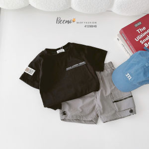 Set bộ cộc Beemo in chữ phối tag vải thun co giãn thoáng mát cho bé trai từ 9-24kg 4129BHB
