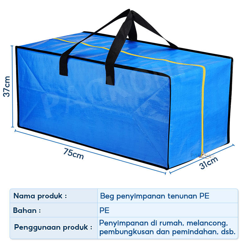 PACKONE 86L Blue Storage Bag, Heavy Duty Zipper Clothes Organizer For Moving Travel
_voghion.com