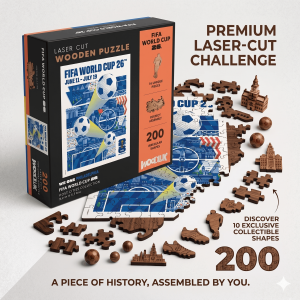 Official Licensed Product FIFA World Cup 26 Wooden Puzzle Laser Cut Challenge 200 Pieces Collectible