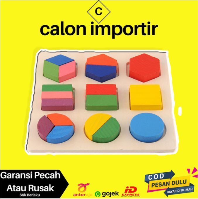 Mainan Balok Puzzle 3D Geometry Anak Diikamiiok Wood Material