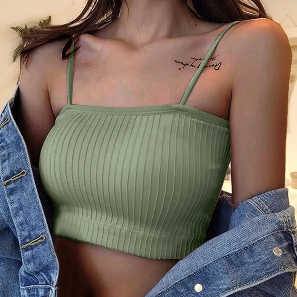 Solid Lingeriessleeveless Striped Bra Padded Tank Tops Spaghetti Strap  Bralette Crop Topbragas Lingeries For Woman Clothing - AliExpress