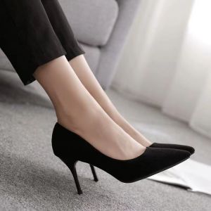 Free Shipping WomenS High Heels New Spring/Autumn Collection Slim Heel Pointed Toe Shallow Vamp Suede Professional Work Shoes Suitable For Students And Formal Occasions