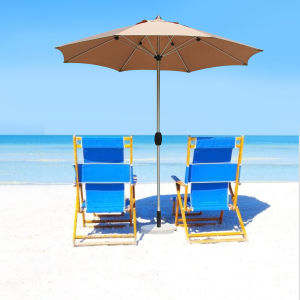 2.7M Garden Umbrella with Base Stand Heavy Duty Sunshade Outdoor Anti-UV Parasol Canopy Patio Beach Awnings Retractable