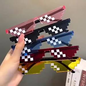 5Pcs NEW Mosaic Sunglasses Trick Toy Thug Life Glasses Deal With It Glasses Pixel Black Mosaic Sunglasses Cool Jokes Funny Toys