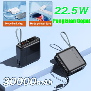 ✅30000mAh Kapasitas besar✅Daya Ekstra Besar Bank Daya 3-In-1 Pengisian Cepat 22.5W Dengan Kepala Pengisian Daya Yang Dapat Dilepas Dan Kabel Data Led Layar Besar Perlindungan Keamanan Berganda Dua Metode Pengisian Daya