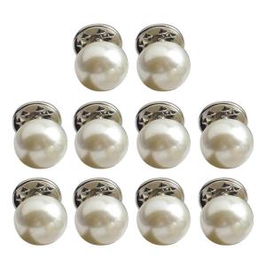 10pcs/set Shirt Brooch Button-free Button Pins Women Fashionable Imitation Pearls Blouses Buckle Clothing Accessories