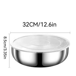 [HG]Stainless Steel Mixing Bowl With Lid Heavy Duty Rustproof For Baking Pasta & Salad Commercial Dishwasher Safe Kitchen Tool2026
