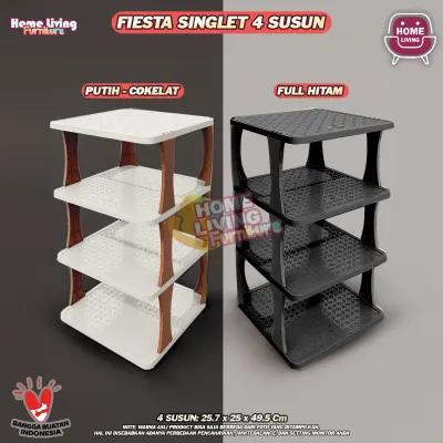 Rak Sepatu 4 Susun Putih Tempat Sepatu Silang Tempat Sandal Portable Rak Sandal Kingdom Fiesta