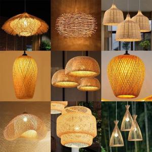 Bamboo Hanging Lamp Pendant Ceiling Light Rattan Wicker Lustre Hand Knit Braiding Suspended Home Dining люстра потол2026