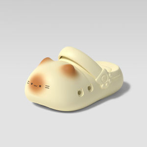 Free Shipping 26 New Cute Cat Paw Clogs For Women Thick-Soled Closed-Toe Half Slippers Outdoor Non-Slip EVA Sandals
