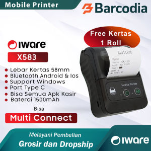 Mini Mobile Printer Bluetooth Iware MP-58X USB Type C PPOB / Mini Printer Bluetooth Kasir