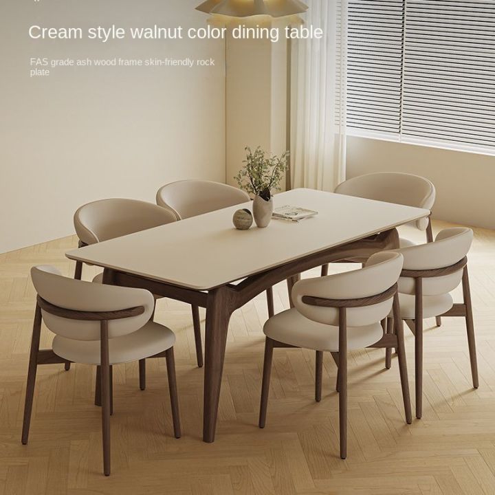 Nordic Solid Wood Stone Plate Dining Table and Chair Modern Simple Home ...