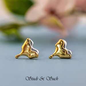 [Studs & Such] 925 Silver Two-Tone Irregular Melting Heart Stud Earrings