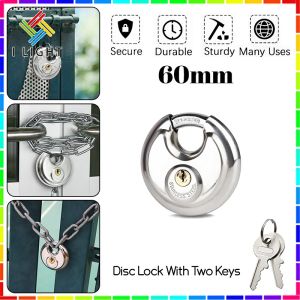 (Fast Delivery)Stainless Steel Disc Padlock Disc Lock With Two Keys 60-90mmAnti-theft Fan-shaped Padlock