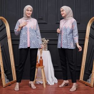 Atasan Batik Wanita Lengan Panjang Modern Terbaru 2024 Atasan Batik Wanita Modern Terbaru 2024 Blouse Batik Kantor Kerja Jumbo M L XL XXL 3XL 4XL 5XL
