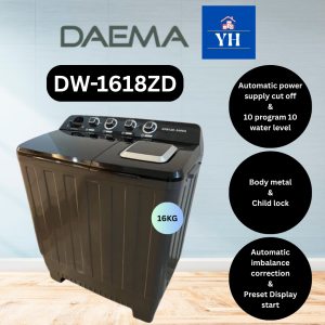 DAEMA DW-1618ZD SEMI AUTO WASHING MACHINE 16KG (DELIVERY KLANG VALLEY AREA ONLY)
