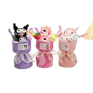 Oldlaiben Cute Stitch Capybara Plush Bouquet Doll Toy with Lights Valentine Birthday Gift Decor Doll Bunga Hadiah
