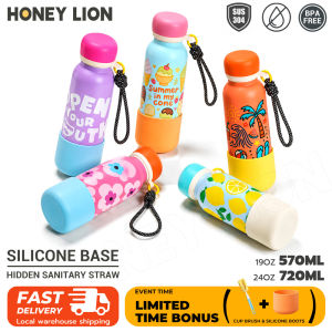HoneyLion - 570/720ml Sports Water Bottle Vacuum Flask Leakproof Tumbler with Carry Strap Gym Outdoor Travel Cup
