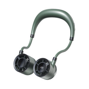 New Arrival Adjustable Angle Portable Hanging Neck Fan USB Rechargeable Multi Wind Speed LED Digital Display Mini Wearable Cooling Fan For Outdoor Camping Office Travel Ready Stock