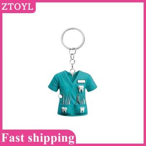 ZTOYL💝 Chic Dentist Costume Pendant Keychain Doctor Nurse Themed 2D Flat Acrylic Ornament Charm Bag Hanging Decoration Gift