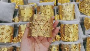 Dubai  24k Vòng Tay Hạt Đậu Mạ Vàng Nhẫn Bộ Trang Sức Vòng Tay Cưới Lớn Vòng Tay Mở Không Phai Màu