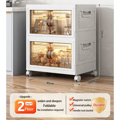 45-65cm Foldable Storage Cabinet With Wheels Durabox Plastic Wardrobe Kitchen Cabinet Organize