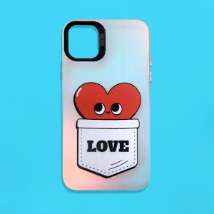 เคสขอบนิ่มด้านหลังสีเงาประกายรุ้ง ip7 / ip8 /11 /13ProMax /14+ /15 /16 /16+ /16Pro /16ProMax กันเลนส์กล้องดำ พิมพ์ลายการ์ตูน