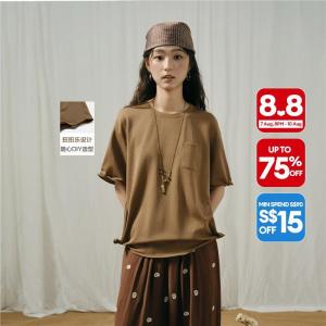 Giordano Women Twistable hem short sleeve tee Free Shipping 18326909