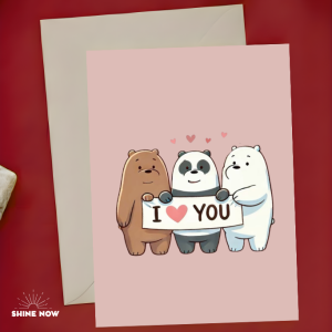 We Bare Bears I Love You Card Cute Cartoon Love Greeting Card