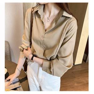 เสื้อเชิ้ตแขนยาว - เสื้อเชิ้ตทำงาน เชิ้ตผู้หญิง คอปก ทรงสวย สไตล์เกาหลี